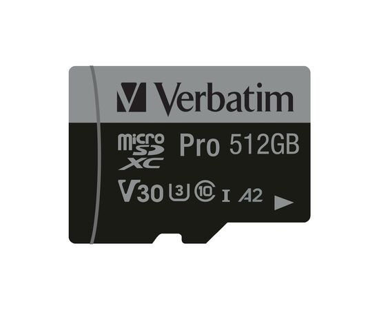 Карта пам'яті Verbatim 512GB microSDXC class 10 UHS-III PRO (47046), зображення 2 Карта пам'яті Verbatim 512GB microSDXC class 10 UHS-III PRO (47046), зображення 2