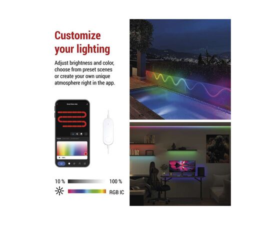 Светодиодная лента EMOS ZPW313I NEON white 3 m 24 Вт RGBIC WiFi (ZPW313I), изображение 8 Светодиодная лента EMOS ZPW313I NEON white 3 m 24 Вт RGBIC WiFi (ZPW313I), изображение 8