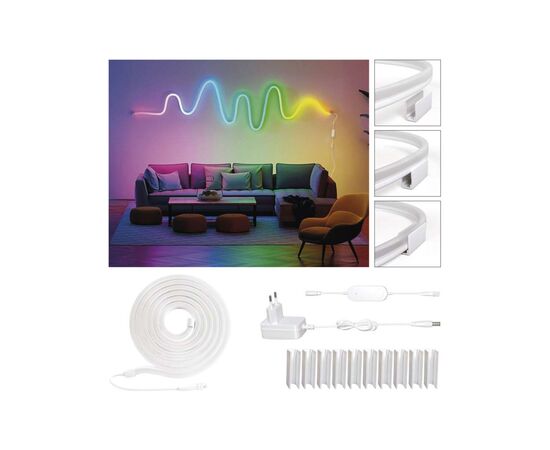 Светодиодная лента EMOS ZPW513I NEON white 5 m 33 Вт RGBIC WiFi (ZPW513I), изображение 10 Светодиодная лента EMOS ZPW513I NEON white 5 m 33 Вт RGBIC WiFi (ZPW513I), изображение 10