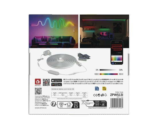 Светодиодная лента EMOS ZPW513I NEON white 5 m 33 Вт RGBIC WiFi (ZPW513I), изображение 5 Светодиодная лента EMOS ZPW513I NEON white 5 m 33 Вт RGBIC WiFi (ZPW513I), изображение 5