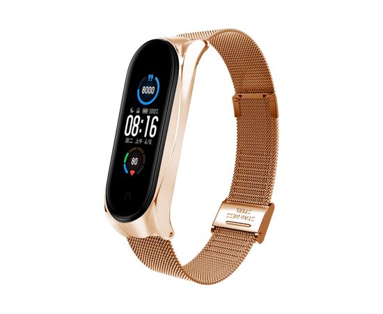 Ремешок для фитнес браслета BeCover Metal для Xiaomi Mi Smart Band 8 Rose Gold (709360)
