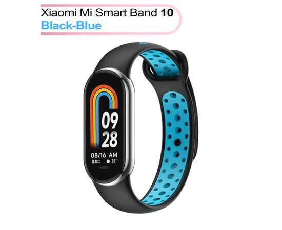 Ремешок для фитнес браслета BeCover Vents Style для Xiaomi Mi Smart Band 10 Black-Blue (713627)