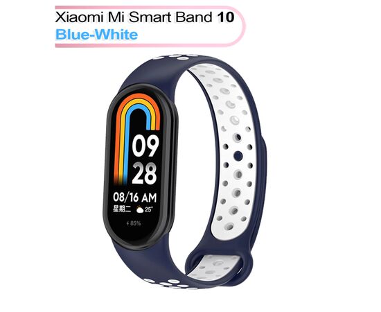 Ремешок для фитнес браслета BeCover Vents Style для Xiaomi Mi Smart Band 10 Blue-White (713632)
