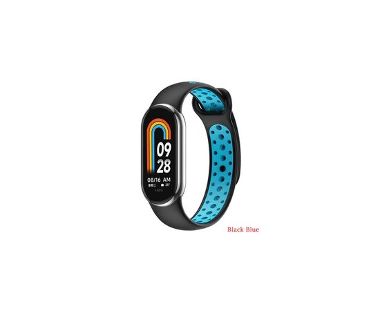 Ремешок для фитнес браслета BeCover Vents Style для Xiaomi Mi Smart Band 8 Black-Blue (709414)