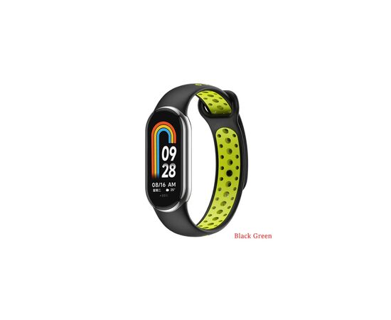Ремешок для фитнес браслета BeCover Vents Style для Xiaomi Mi Smart Band 8 Black-Green (709416)