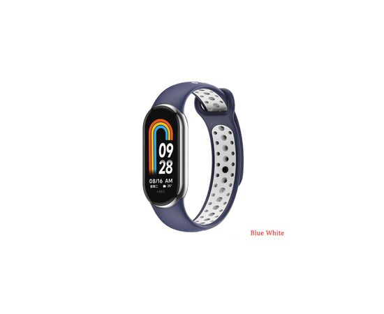 Ремінець до фітнес браслета BeCover Vents Style для Xiaomi Mi Smart Band 8 Blue-White (709419)
