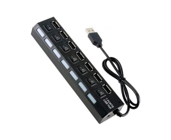 Концентратор Voltronic USB 2.0 to 7xUSB with switches black (YT-H7SHS-B), изображение 2 Концентратор Voltronic USB 2.0 to 7xUSB with switches black (YT-H7SHS-B), изображение 2