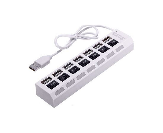 Концентратор Voltronic USB 2.0 to 7xUSB with switches white (YT-H7SHS-W), изображение 2 Концентратор Voltronic USB 2.0 to 7xUSB with switches white (YT-H7SHS-W), изображение 2