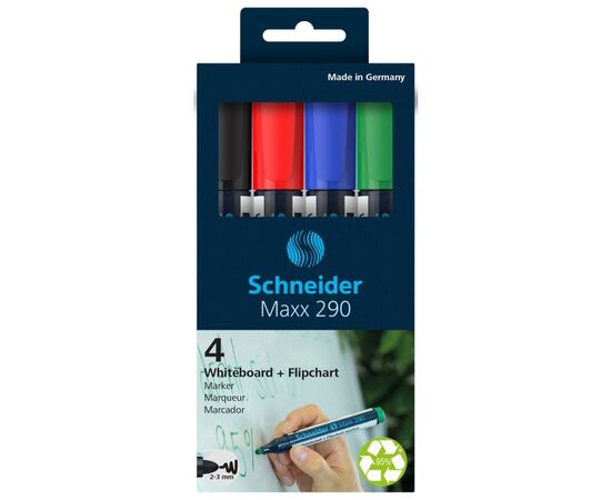 Набір маркерів Schneider 4 маркери для дошок та фліпчартів MAXX 290 в блістері (S129094)