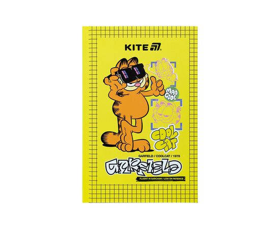 Блокнот Kite А6 Garfield, твердая обложка, 80 листов, клетка (GF25-199)
