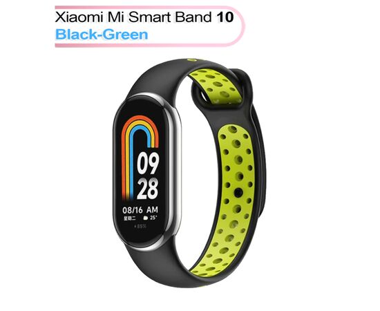 Ремешок для фитнес браслета BeCover Vents Style для Xiaomi Mi Smart Band 10 Black-Green (713629)