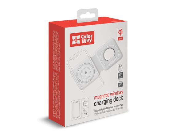 Зарядное устройство ColorWay MagSafe Duo Charger 15W for iPhone (White) (CW-CHW32Q-WT), изображение 3 Зарядное устройство ColorWay MagSafe Duo Charger 15W for iPhone (White) (CW-CHW32Q-WT), изображение 3