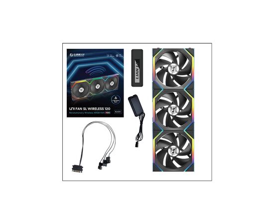 Кулер до корпусу Lian Li Uni Fan SL WIRELESS 120-3, Black (G99.12SL1W3B.00), зображення 8 Кулер до корпусу Lian Li Uni Fan SL WIRELESS 120-3, Black (G99.12SL1W3B.00), зображення 8