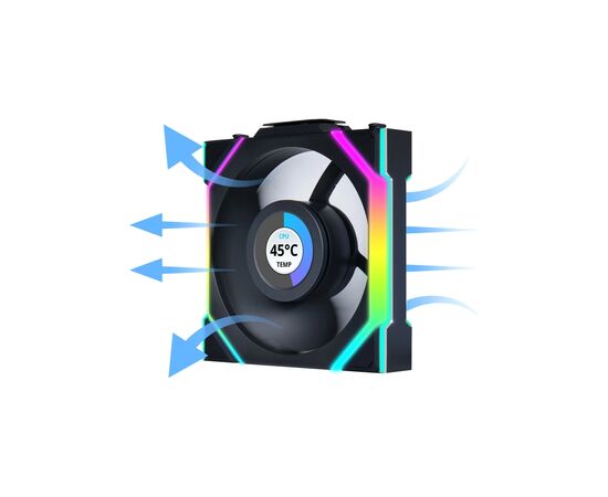 Кулер до корпусу Lian Li Uni Fan SL WIRELESS LCD Reverse, 120-1 (G99.12RSLLCD1W1B.00), зображення 7 Кулер до корпусу Lian Li Uni Fan SL WIRELESS LCD Reverse, 120-1 (G99.12RSLLCD1W1B.00), зображення 7