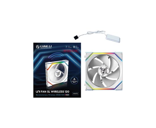 Кулер до корпусу Lian Li Uni Fan SL WIRELESS Reverse, 120-1, Wh (G99.12RSL1W1W.00), зображення 7 Кулер до корпусу Lian Li Uni Fan SL WIRELESS Reverse, 120-1, Wh (G99.12RSL1W1W.00), зображення 7