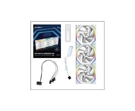 Кулер до корпусу Lian Li Uni Fan SL WIRELESS 120-3, White (G99.12SL1W3W.00), зображення 8 Кулер до корпусу Lian Li Uni Fan SL WIRELESS 120-3, White (G99.12SL1W3W.00), зображення 8