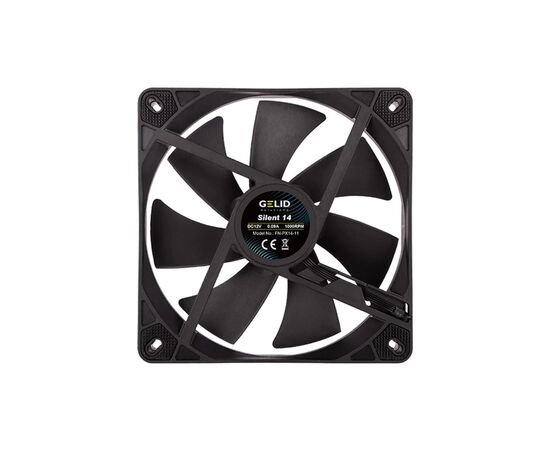 Кулер для корпуса Gelid Solutions Silent 14 Black 140 mm (FN-PX14-11), изображение 3 Кулер для корпуса Gelid Solutions Silent 14 Black 140 mm (FN-PX14-11), изображение 3