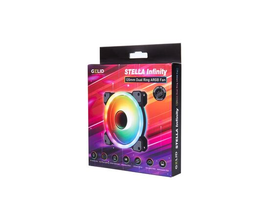 Кулер для корпуса Gelid Solutions Stella ARGB 120mm (FN-STELLA-03), изображение 3 Кулер для корпуса Gelid Solutions Stella ARGB 120mm (FN-STELLA-03), изображение 3