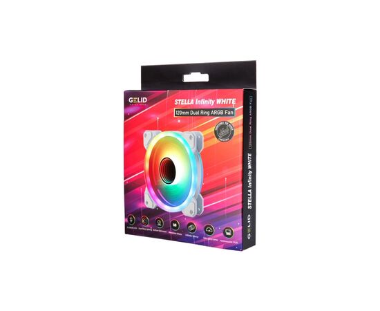 Кулер для корпуса Gelid Solutions Stella ARGB White 120mm (FN-STELLA-03-W), изображение 5 Кулер для корпуса Gelid Solutions Stella ARGB White 120mm (FN-STELLA-03-W), изображение 5