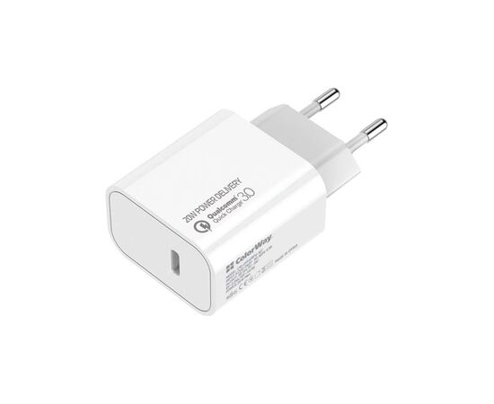 Зарядное устройство ColorWay C102A Power Delivery 20W USB-C + cable USB-C to USB-C 1.0m 3.0A 65W grey (CW-CHS026PD-WT/CBPDCC040-GR), изображение 2 Зарядное устройство ColorWay C102A Power Delivery 20W USB-C + cable USB-C to USB-C 1.0m 3.0A 65W grey (CW-CHS026PD-WT/CBPDCC040-GR), изображение 2