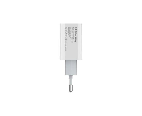 Зарядное устройство ColorWay C102A Power Delivery 20W USB-C + cable USB-C to USB-C 1.0m 3.0A 65W grey (CW-CHS026PD-WT/CBPDCC040-GR), изображение 3 Зарядное устройство ColorWay C102A Power Delivery 20W USB-C + cable USB-C to USB-C 1.0m 3.0A 65W grey (CW-CHS026PD-WT/CBPDCC040-GR), изображение 3