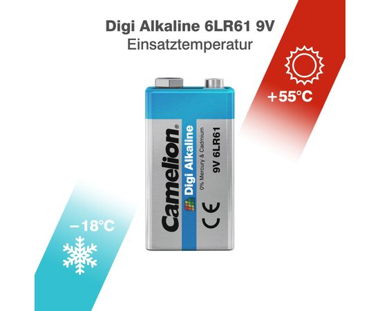 Батарейка Camelion Крона 6LR61 9V Digi Alkaline * 1 (6LR61-BP1DG), изображение 3 Батарейка Camelion Крона 6LR61 9V Digi Alkaline * 1 (6LR61-BP1DG), изображение 3