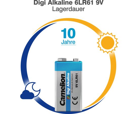 Батарейка Camelion Крона 6LR61 9V Digi Alkaline * 1 (6LR61-BP1DG), изображение 5 Батарейка Camelion Крона 6LR61 9V Digi Alkaline * 1 (6LR61-BP1DG), изображение 5