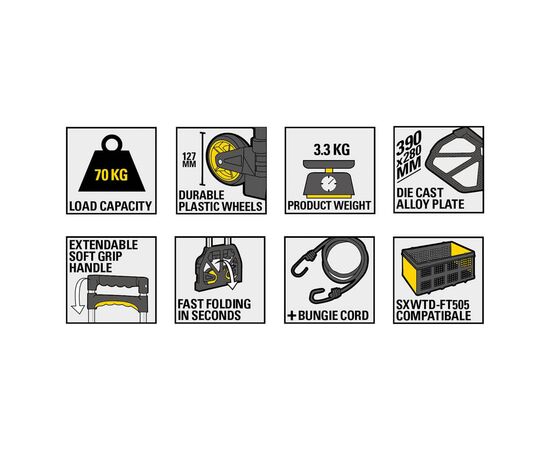 Тележка грузовая Stanley универсальный, складной, платформа 39х28см, до 70кг (SXWT-FT501), изображение 4 Тележка грузовая Stanley универсальный, складной, платформа 39х28см, до 70кг (SXWT-FT501), изображение 4