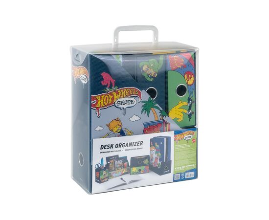 Настольный набор Kite Hot Wheels 4 предмета, картон (HW25-357), изображение 2 Настольный набор Kite Hot Wheels 4 предмета, картон (HW25-357), изображение 2