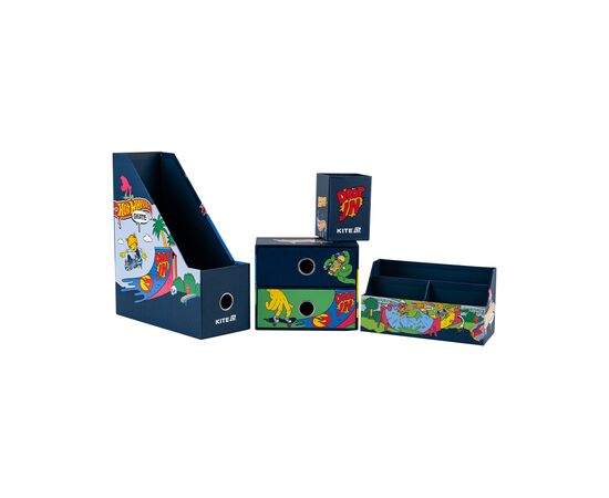 Настольный набор Kite Hot Wheels 4 предмета, картон (HW25-357), изображение 3 Настольный набор Kite Hot Wheels 4 предмета, картон (HW25-357), изображение 3