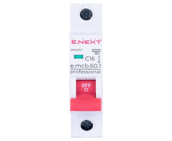 Автоматический выключатель E.NEXT 1-п e.mcb.pro 16А C ( 6кА) (p042008), изображение 2 Автоматический выключатель E.NEXT 1-п e.mcb.pro 16А C ( 6кА) (p042008), изображение 2