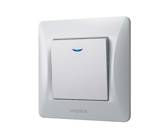 Выключатель Videx BINERA 1кл с подсветкой серебряный (VF-BNSW1L-SS)