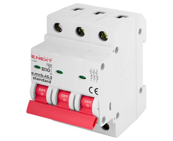 Автоматический выключатель E.NEXT 3-п e.mcb.stand. 10А B ( 4,5кА) (s001025)
