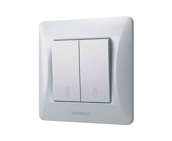 Переключатель Videx BINERA 2кл проходной серебряный шёл (VF-BNSW2P-SS)
