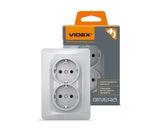 Розетка Videx BINERA 2ая с заземлением серебр (VF-BNSK2G-SS), изображение 4 Розетка Videx BINERA 2ая с заземлением серебр (VF-BNSK2G-SS), изображение 4