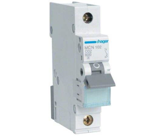 Автоматический выключатель Hager 1-п. C  2A (6kA) 1M (A) (MCN102)