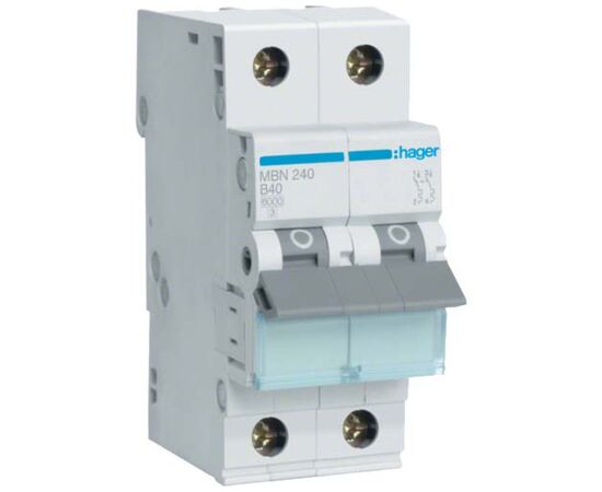 Автоматический выключатель Hager 2-п. B 40A (6kA) 2M (B) (MBN240)