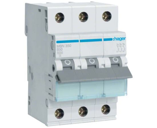Автоматический выключатель Hager 3-п. B 50A (6kA) 3M (B) (MBN350)