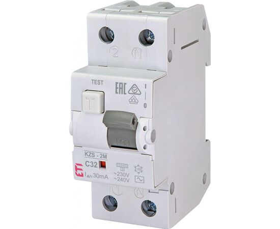 Дифференциальный автоматический выключатель ETI KZS-2M C 25/0,03 тип AC (10kA)