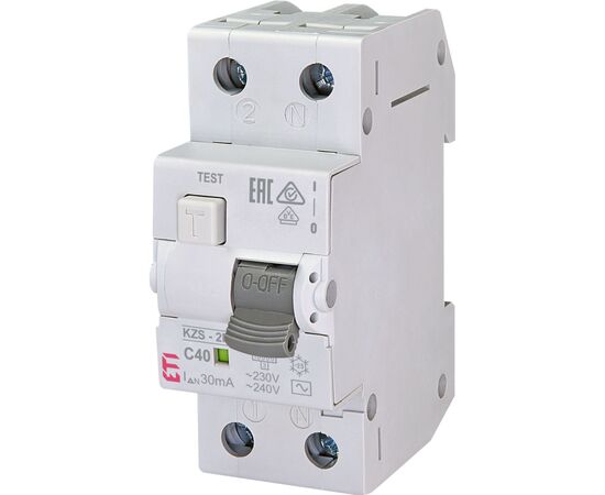 Дифференциальный автоматический выключатель ETI KZS-2M C 40/0,03 тип AC (10kA)