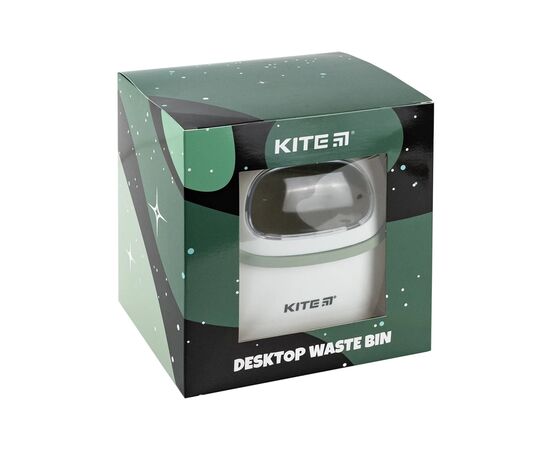 Корзина для бумаг Kite Настольный мусорный контейнер, бело-зеленый (K24-009-7), изображение 5 Корзина для бумаг Kite Настольный мусорный контейнер, бело-зеленый (K24-009-7), изображение 5