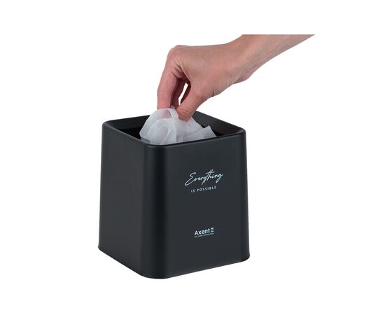 Кошик для паперів Axent Настільний контейнер для сміття, квадратний, чорний (2132-01-A), зображення 4 Кошик для паперів Axent Настільний контейнер для сміття, квадратний, чорний (2132-01-A), зображення 4
