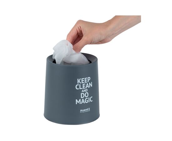 Кошик для паперів Axent Настільний контейнер для сміття, круглий, сірий (2131-03-A), зображення 4 Кошик для паперів Axent Настільний контейнер для сміття, круглий, сірий (2131-03-A), зображення 4