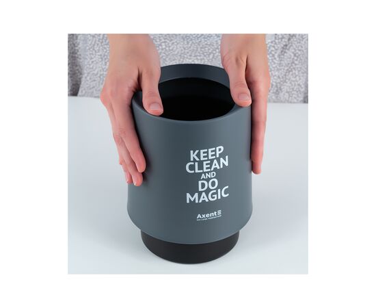 Кошик для паперів Axent Настільний контейнер для сміття, круглий, сірий (2131-03-A), зображення 5 Кошик для паперів Axent Настільний контейнер для сміття, круглий, сірий (2131-03-A), зображення 5