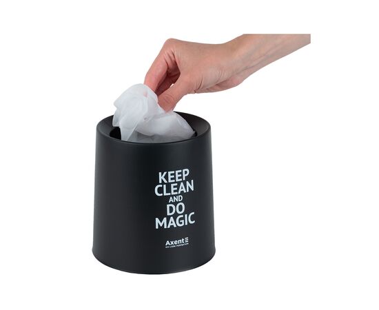 Кошик для паперів Axent Настільний контейнер для сміття, круглий, чорний (2131-01-A), зображення 4 Кошик для паперів Axent Настільний контейнер для сміття, круглий, чорний (2131-01-A), зображення 4