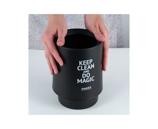 Кошик для паперів Axent Настільний контейнер для сміття, круглий, чорний (2131-01-A), зображення 5 Кошик для паперів Axent Настільний контейнер для сміття, круглий, чорний (2131-01-A), зображення 5