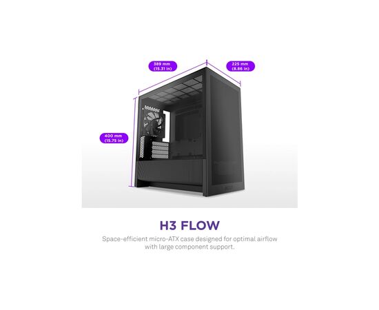 Корпус NZXT H3 Flow All Black (CC-H31FB-01), изображение 2 Корпус NZXT H3 Flow All Black (CC-H31FB-01), изображение 2