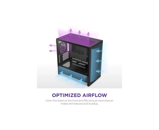 Корпус NZXT H3 Flow All Black (CC-H31FB-01), изображение 6 Корпус NZXT H3 Flow All Black (CC-H31FB-01), изображение 6