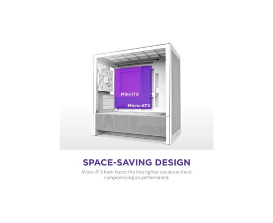 Корпус NZXT H3 Flow All White (CC-H31FW-01), изображение 3 Корпус NZXT H3 Flow All White (CC-H31FW-01), изображение 3