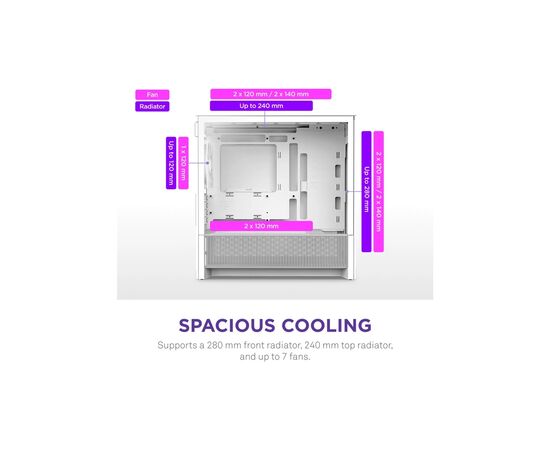 Корпус NZXT H3 Flow All White (CC-H31FW-01), изображение 5 Корпус NZXT H3 Flow All White (CC-H31FW-01), изображение 5